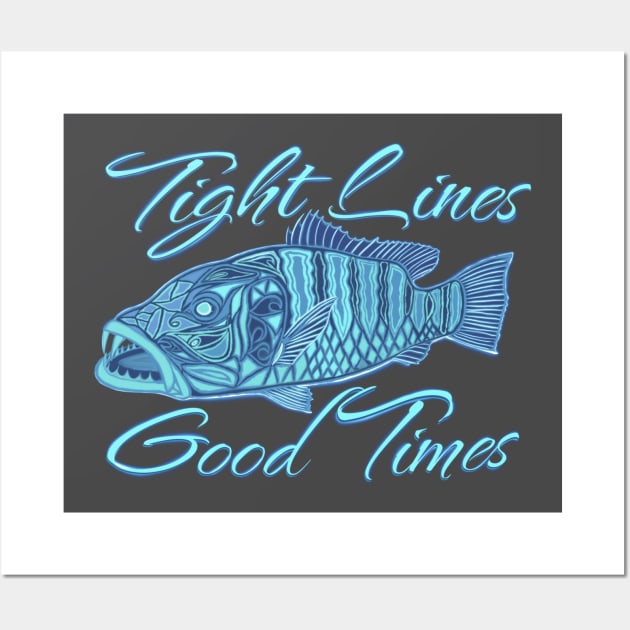 Tight Lines Good Times Snapper Fishing at Night Wall Art by BrederWorks